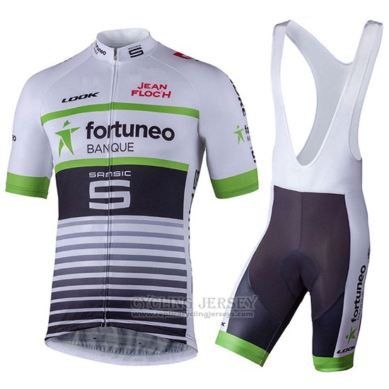 2018 Cycling Jersey Fortuneo Samsic White Short Sleeve and Bib Short